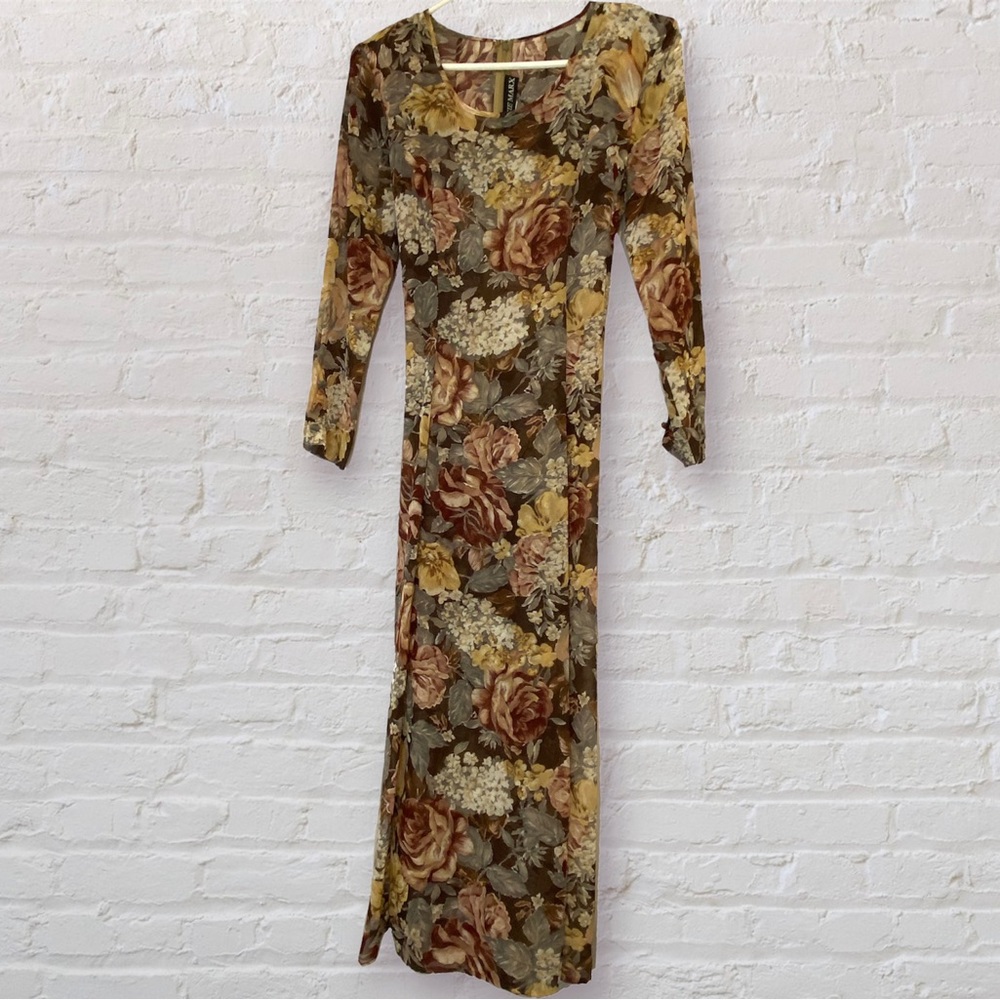 VTG 90s Sheer Floral Festival Maxi Dress Long Sleeves Size 6